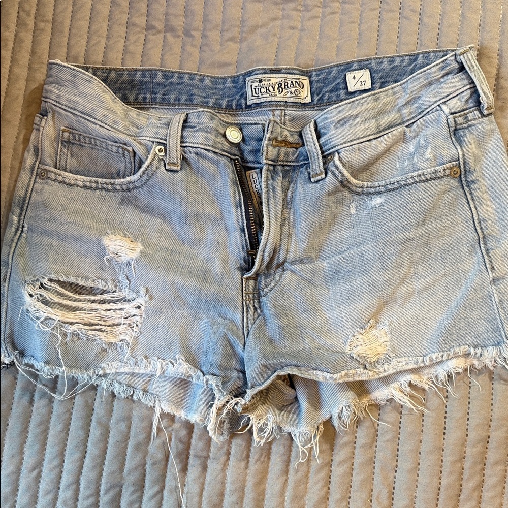 Lucky Brand Women's Ripped Jean Shorts - Light Blue